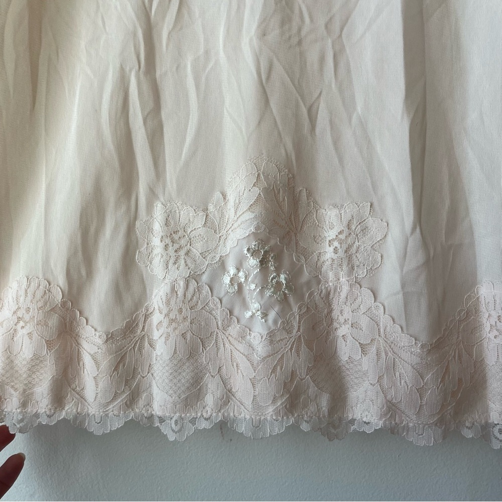 Vintage Pink Lace Slip Dress 34 | Midi Length Lingerie Coquette Bridal Style - Picture 3 of 9